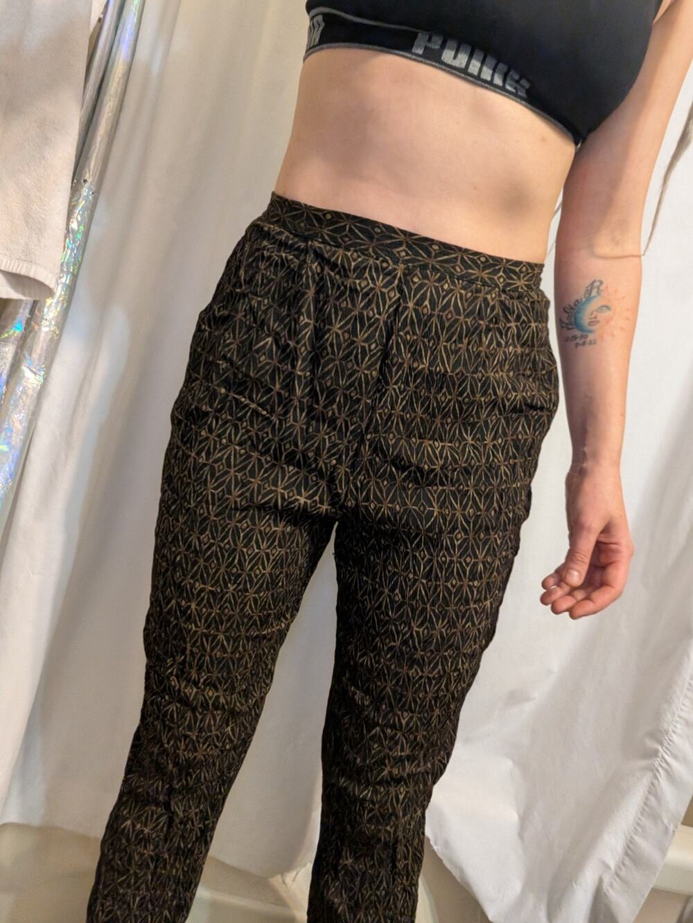 VTG 90s High Wasted Jaclyn Smith Rayon Tribal Print Pants Sz Tall L